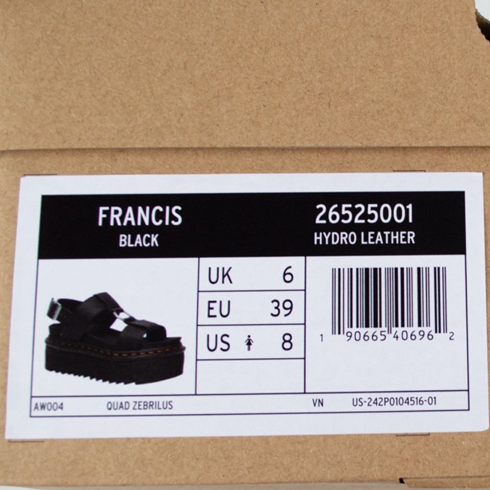 Dr. Martens Francis Black Leather Strap Platform Sandal - Picture 5 of 12